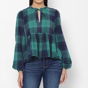 American Eagle Outfitters
Casual Balloon Sleeve
Checkered Women Green Top Small